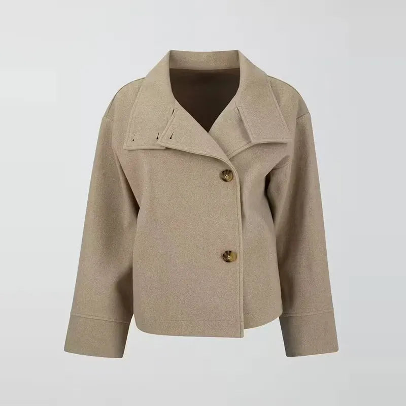 Bailey | Asymmetrical Cropped Button Jacket Long Sleeve