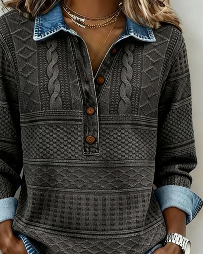 Opal | Long Sleeve Denim Polo Shirt Womens