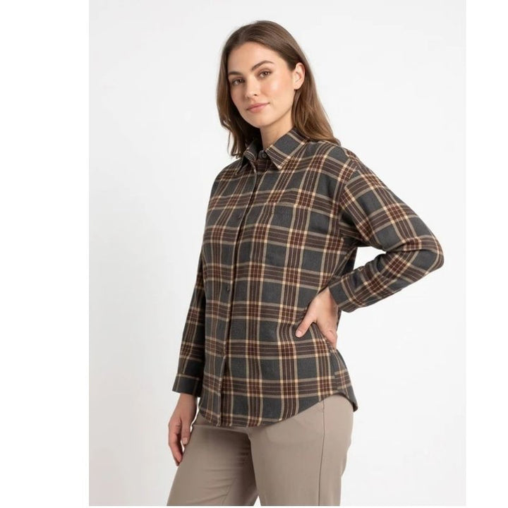 Caitlin | Oversized Flannel Shirt Collared Button Front
