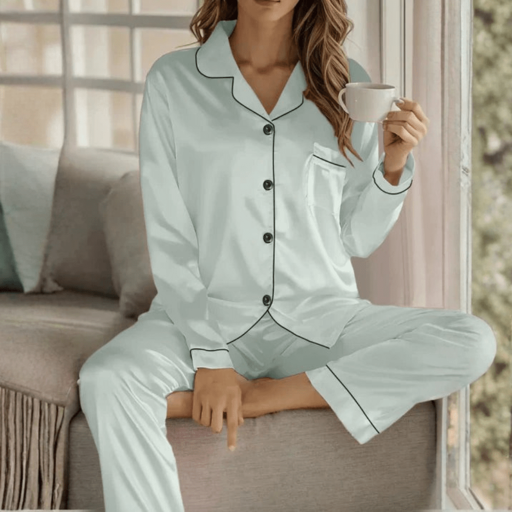 Iris | Satin Button Front Pajama Set
