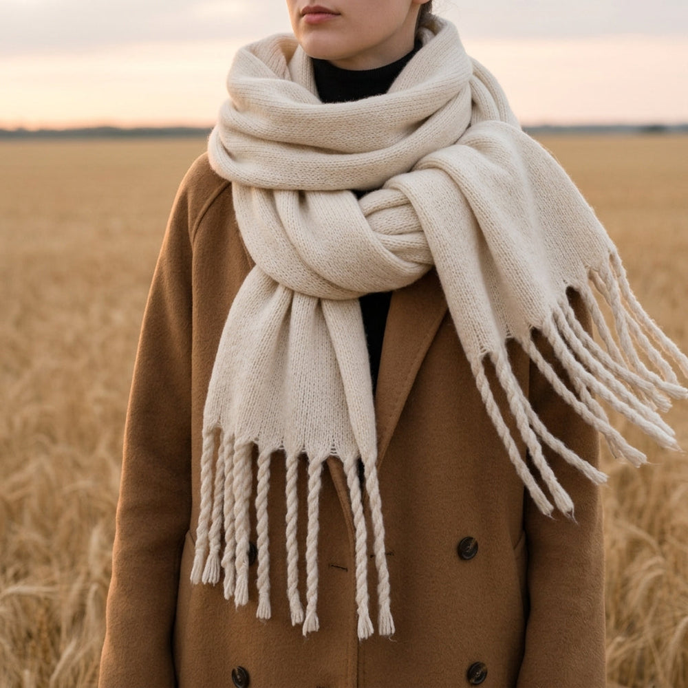 Womens oversized fringe wrap scarf, view 2