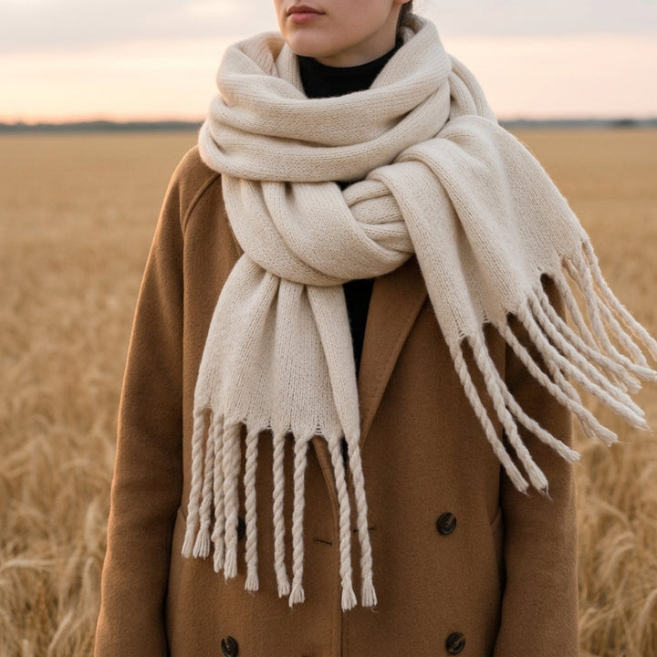 Womens oversized fringe wrap scarf, view 2