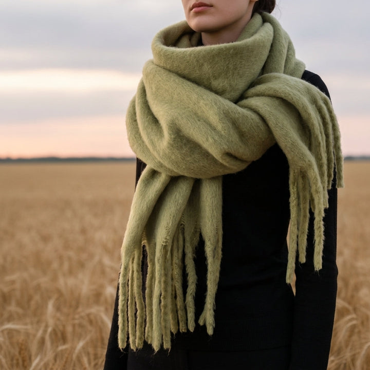 Womens oversized fringe wrap scarf, view 9