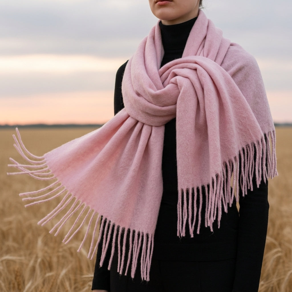 Womens oversized fringe wrap scarf, view 6