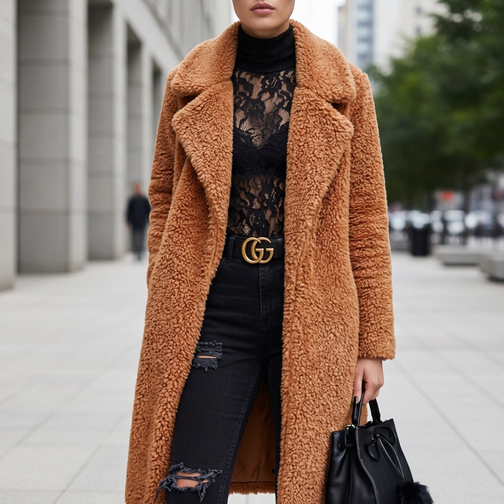 Colette | Womens Teddy Borg Long Coat