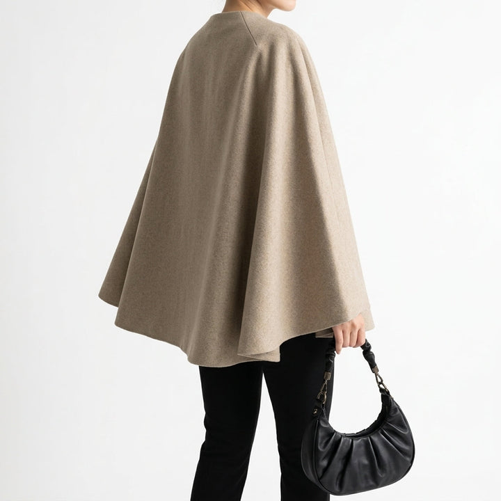 Claire | Button Front Pleated Cape Women Relaxed Fit Long Sleeve