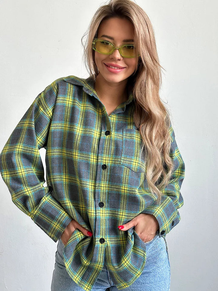 Diana | Relaxed Fit Checked Button Up Shirt