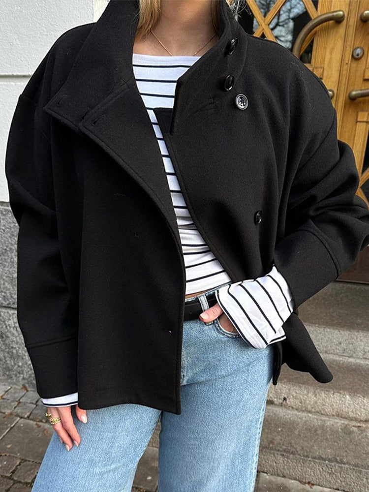 Bailey | Asymmetrical Cropped Button Jacket Long Sleeve