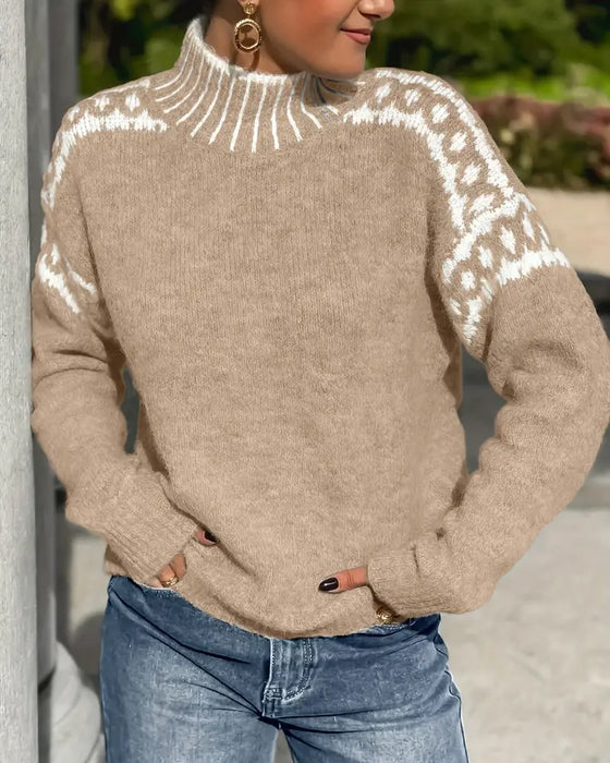 Vivian | Fair Isle Turtleneck Wool Blend Sweater Women