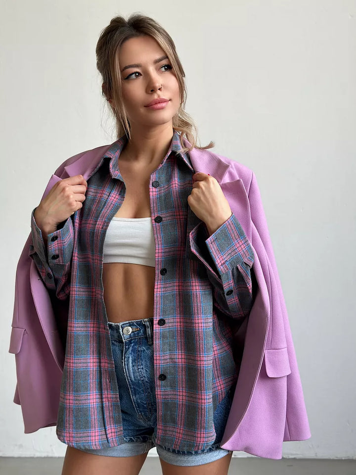 Diana | Relaxed Fit Checked Button Up Shirt