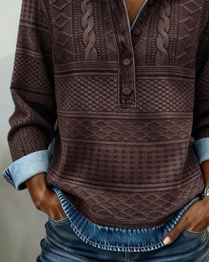 Opal | Long Sleeve Denim Polo Shirt Womens