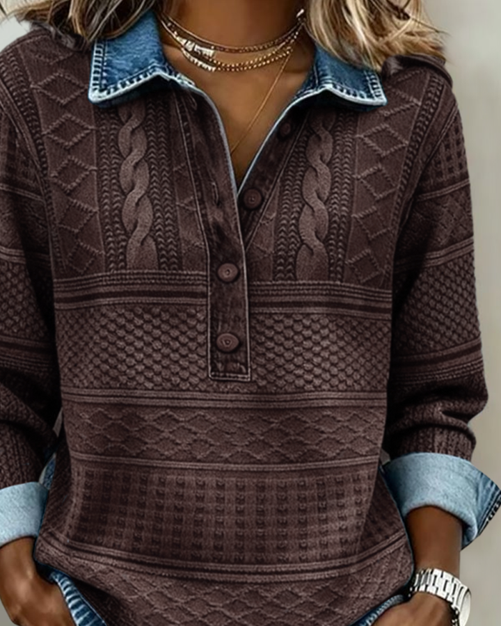 Opal | Long Sleeve Denim Polo Shirt Womens