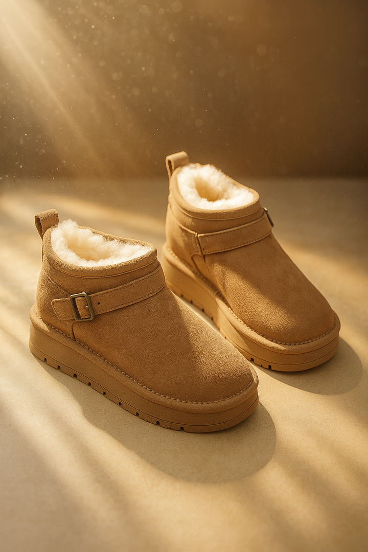 Petra | Womens Faux Suede Buckle Platform Winter Boots
