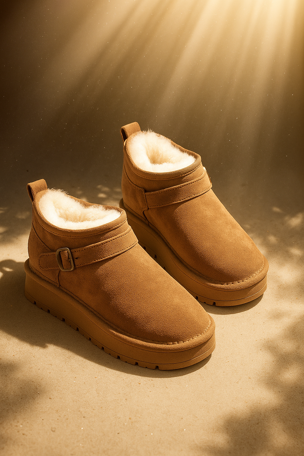 Petra | Womens Faux Suede Buckle Platform Winter Boots