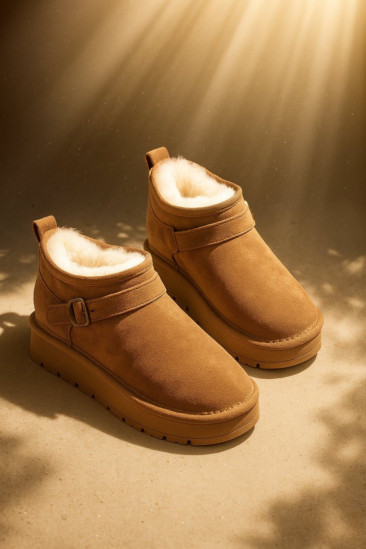 Petra | Womens Faux Suede Buckle Platform Winter Boots