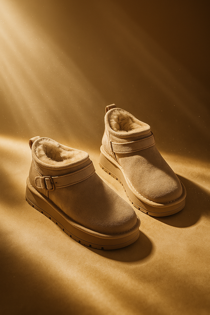 Petra | Womens Faux Suede Buckle Platform Winter Boots