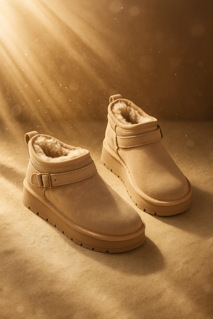 Petra | Womens Faux Suede Buckle Platform Winter Boots