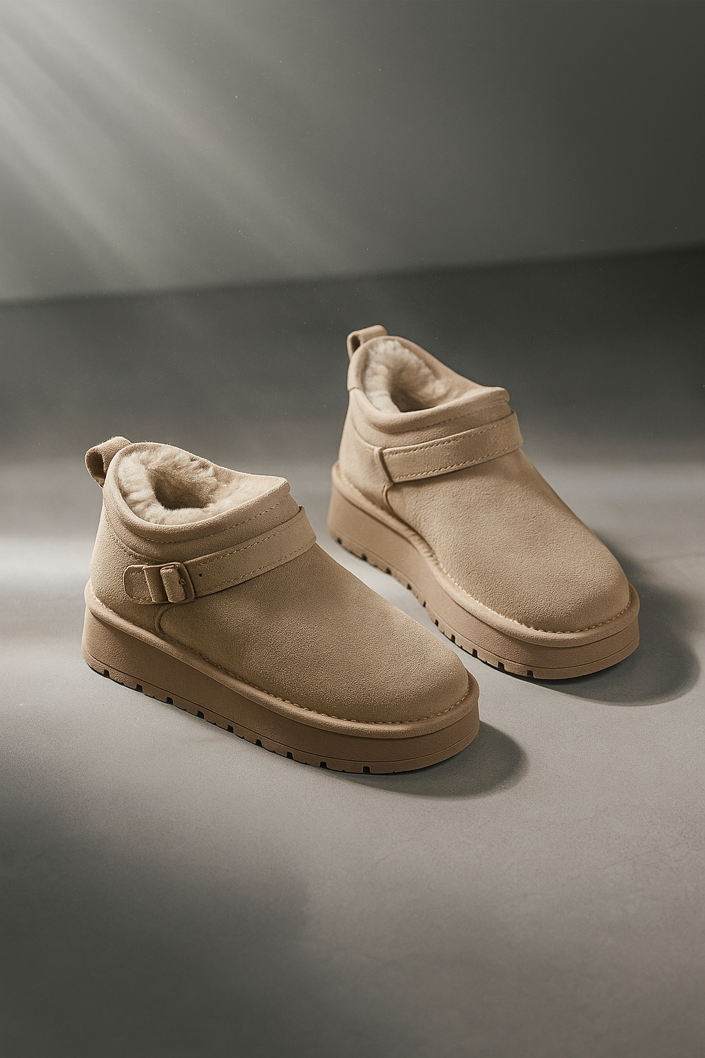 Petra | Womens Faux Suede Buckle Platform Winter Boots