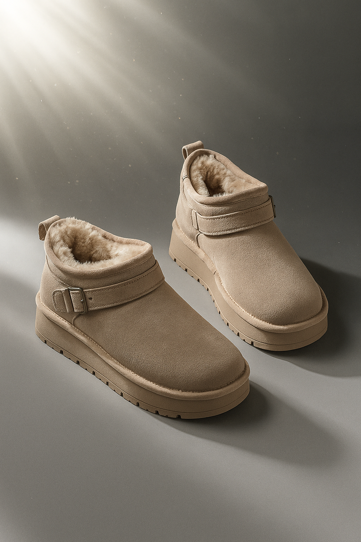 Petra | Womens Faux Suede Buckle Platform Winter Boots