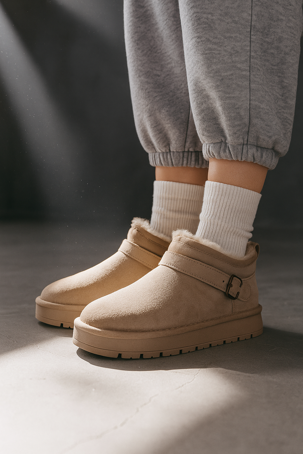 Petra | Womens Faux Suede Buckle Platform Winter Boots