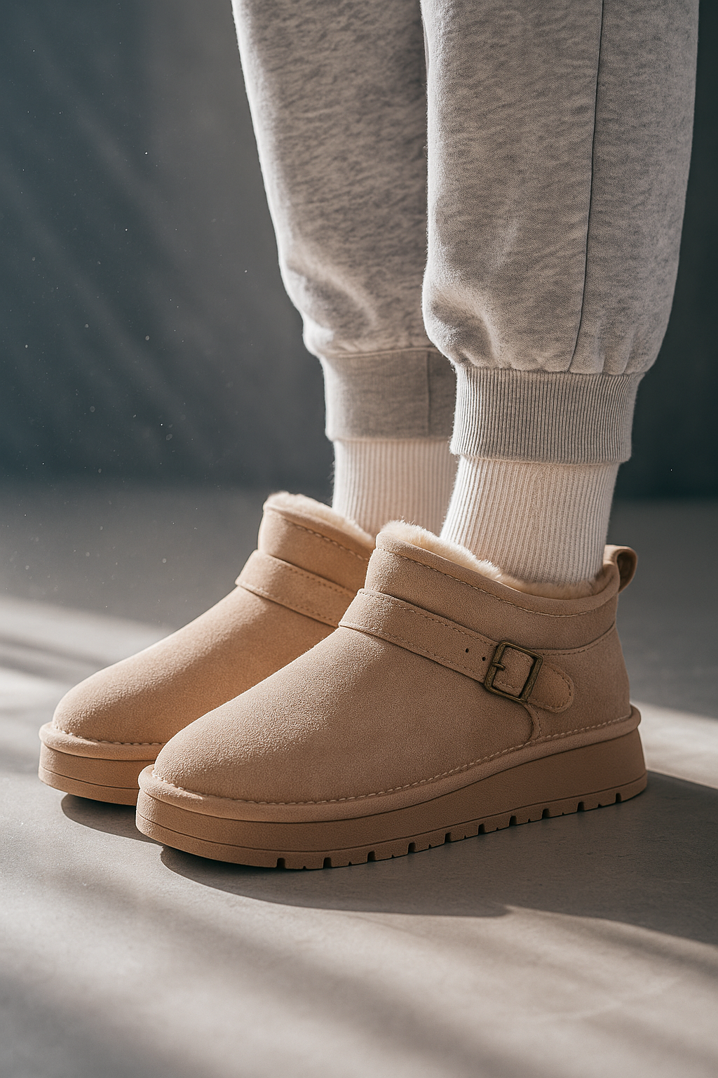 Petra | Womens Faux Suede Buckle Platform Winter Boots