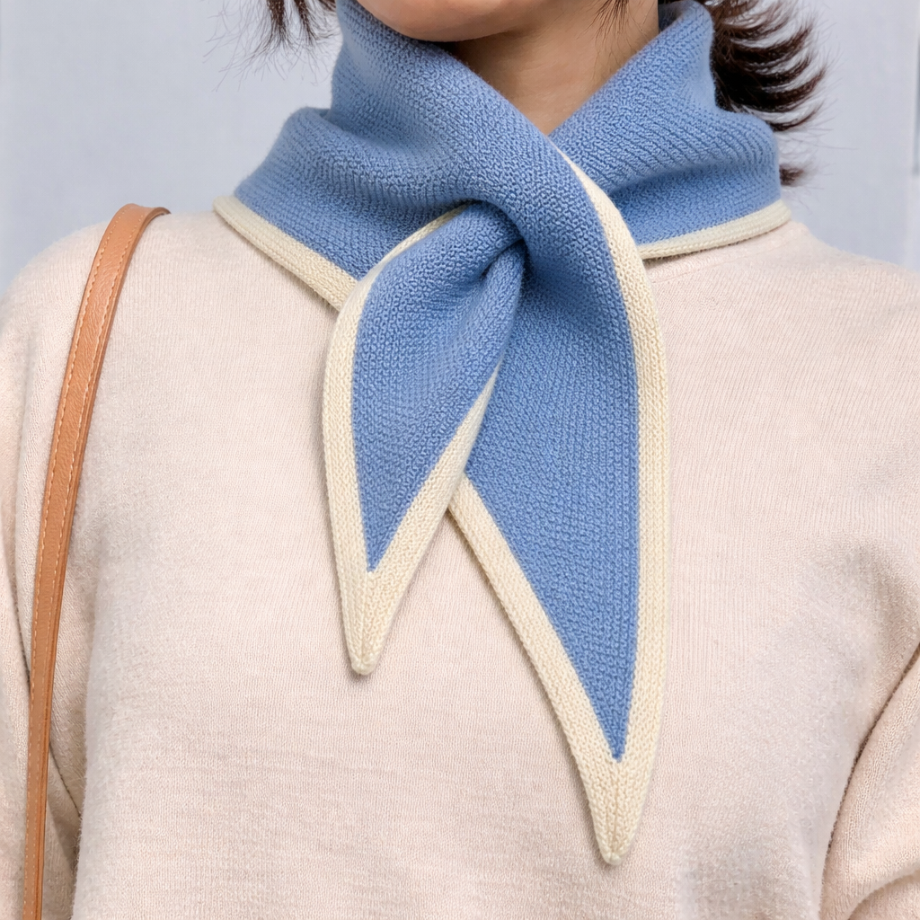 Layla | Knit Triangle Scarf with Contrast Trim
