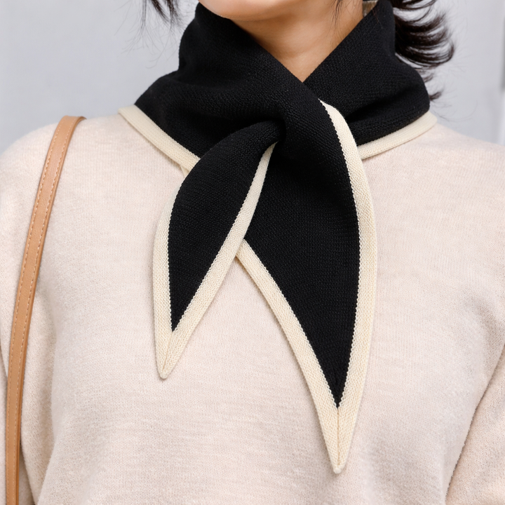Layla | Knit Triangle Scarf with Contrast Trim