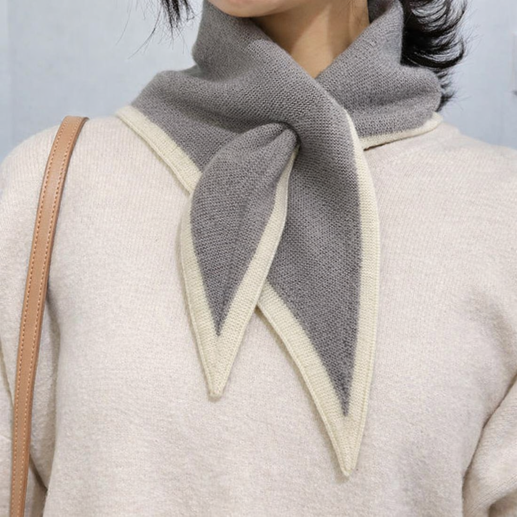 Layla | Knit Triangle Scarf with Contrast Trim