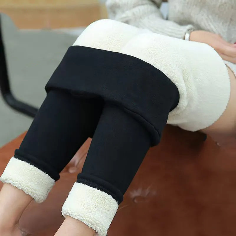 Womens fleece lined thermal leggings, view 4