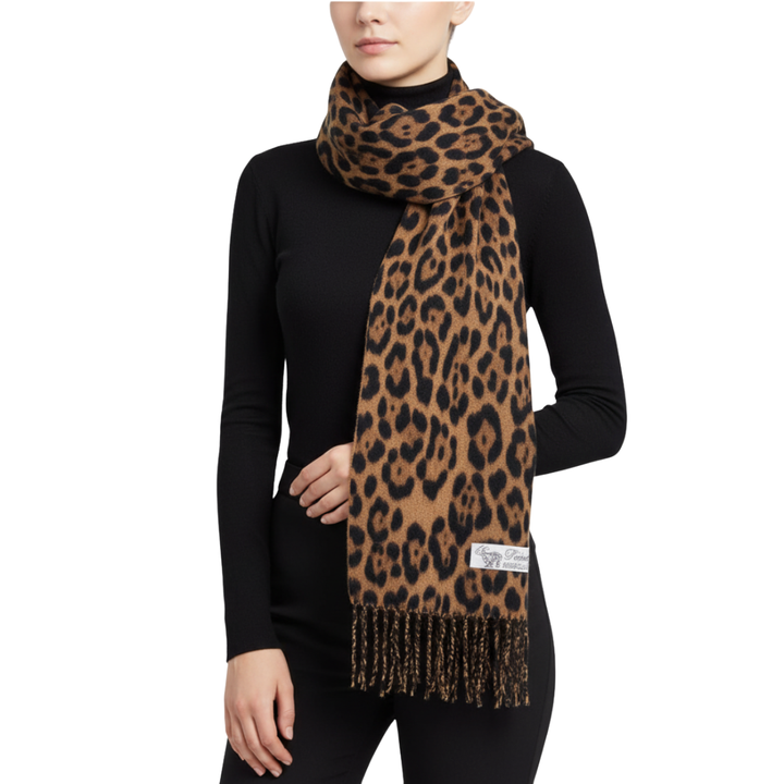 Juliet | Leopard Wool Blend Wrap Scarf
