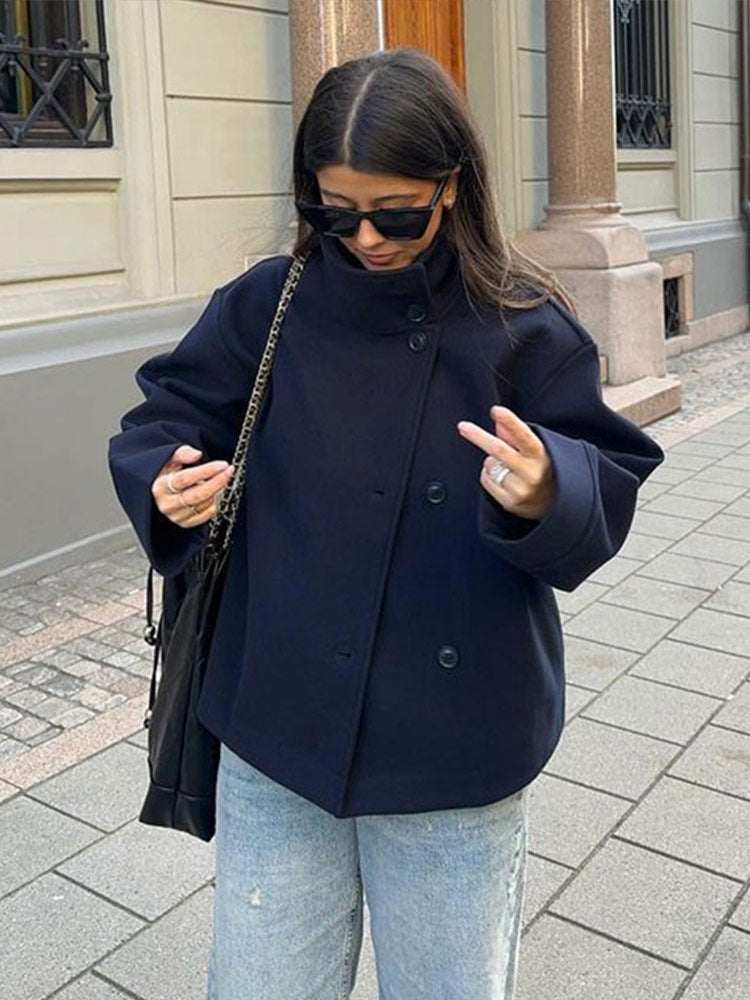 Bailey | Asymmetrical Cropped Button Jacket Long Sleeve