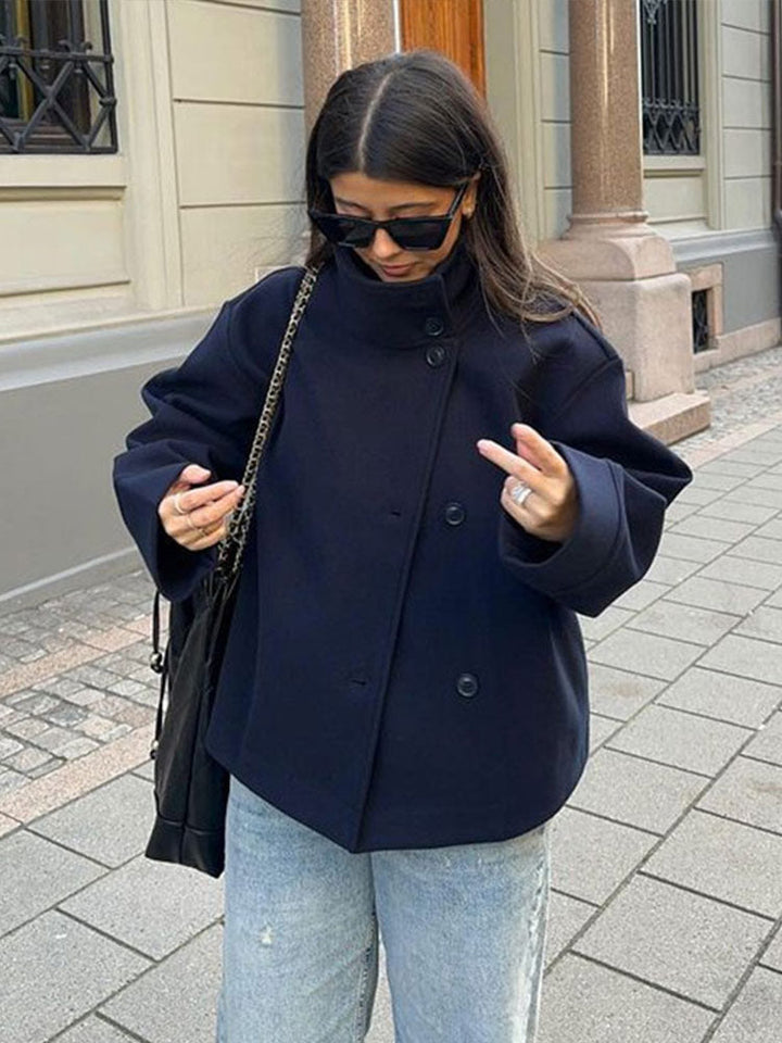 Bailey | Asymmetrical Cropped Button Jacket Long Sleeve