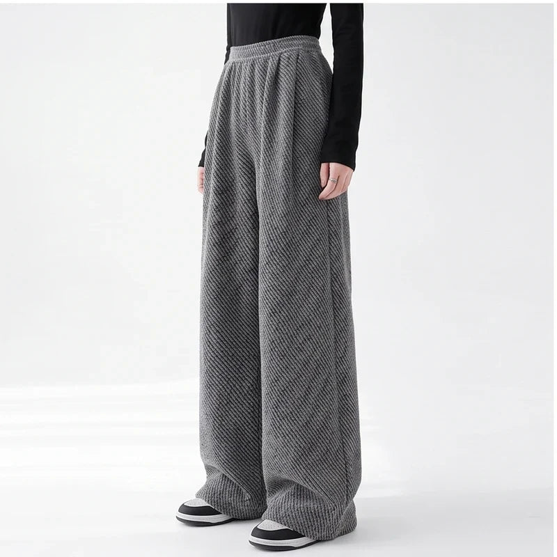 Rhea | Herringbone Wide Leg Pull On Pants