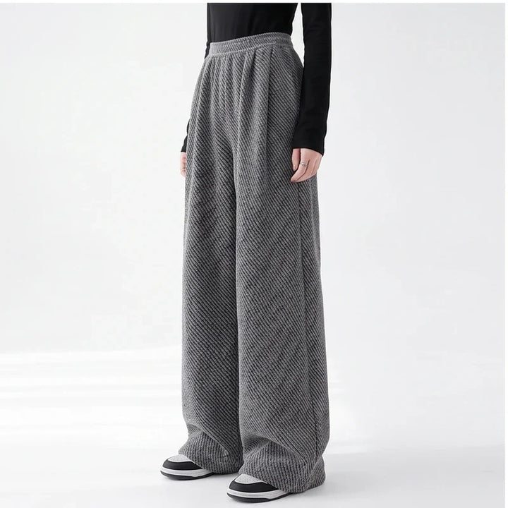 Rhea | Herringbone Wide Leg Pull On Pants