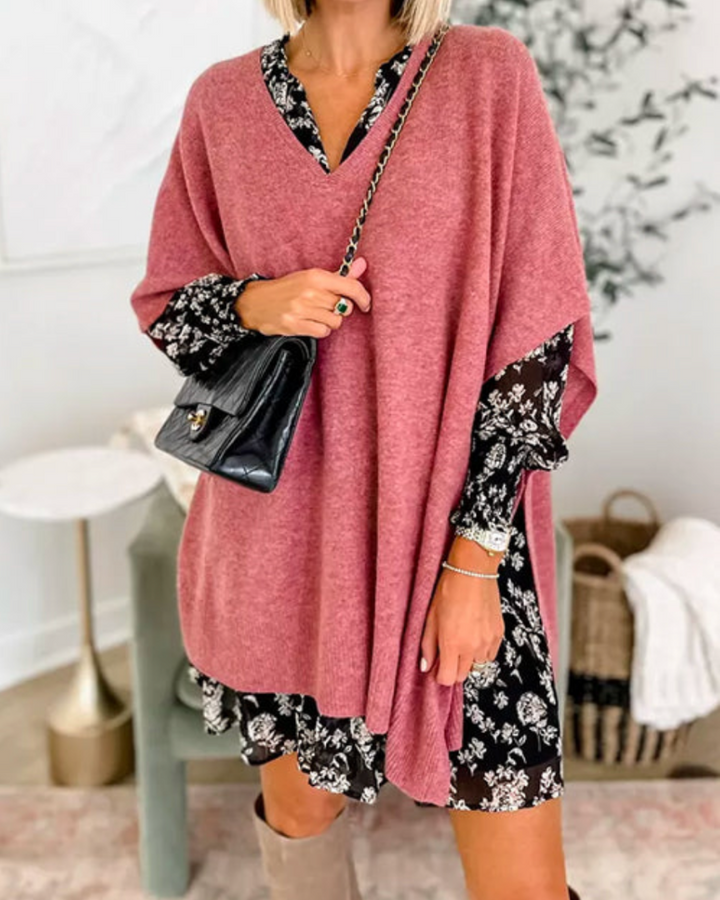 Vera | Oversized Pull on Short Sleeve Poncho Sweater