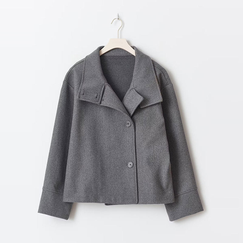 Bailey | Asymmetrical Cropped Button Jacket Long Sleeve