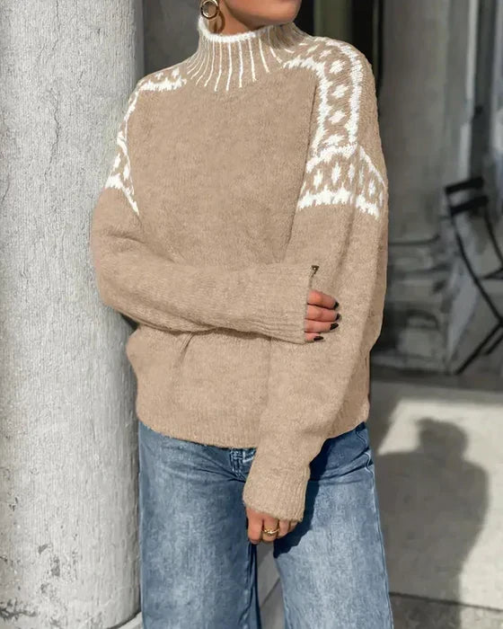 Vivian | Fair Isle Turtleneck Wool Blend Sweater Women