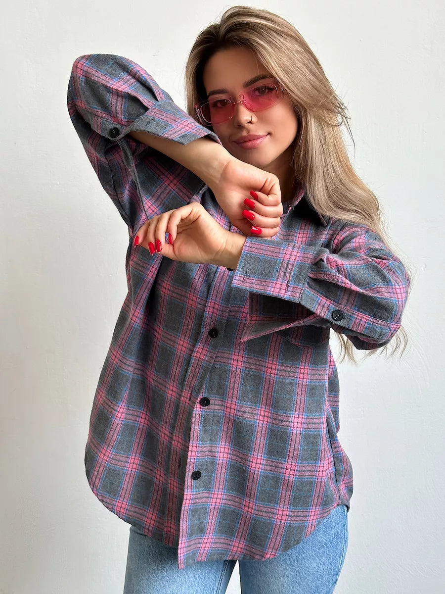 Diana | Relaxed Fit Checked Button Up Shirt