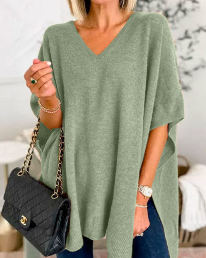 Vera | Oversized Pull on Short Sleeve Poncho Sweater