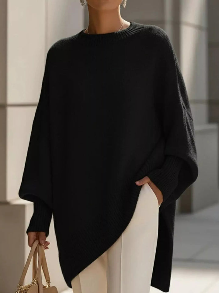 Womens oversized batwing knit sweater, view 4