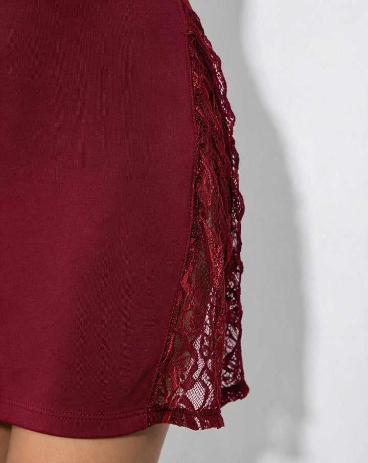 Avery | Lingeries Sleeveless V-Neck Lace Trim Mini Nightgown