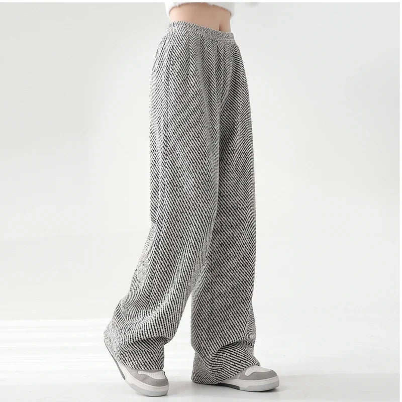 Rhea | Herringbone Wide Leg Pull On Pants