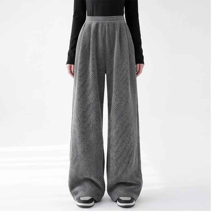 Rhea | Herringbone Wide Leg Pull On Pants
