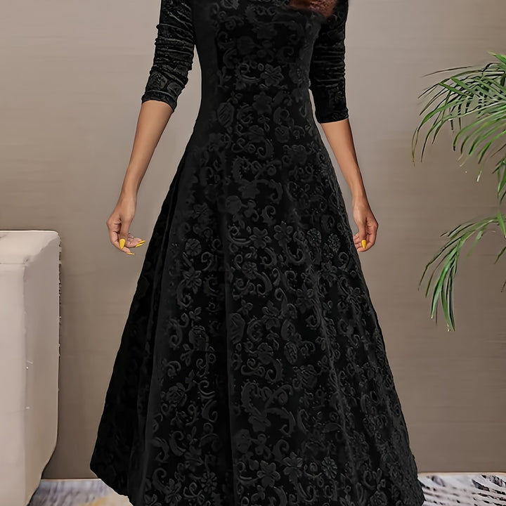 Cassia | Womens Velvet Embossed Midi Dress