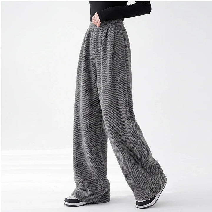 Rhea | Herringbone Wide Leg Pull On Pants