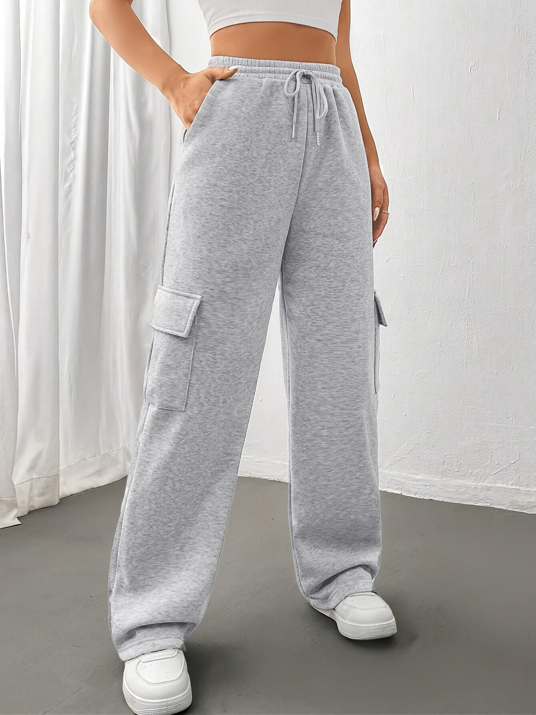Sutton | Relaxed Fleece Cargo Sweatpants Wide Leg