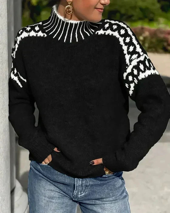Vivian | Fair Isle Turtleneck Wool Blend Sweater Women