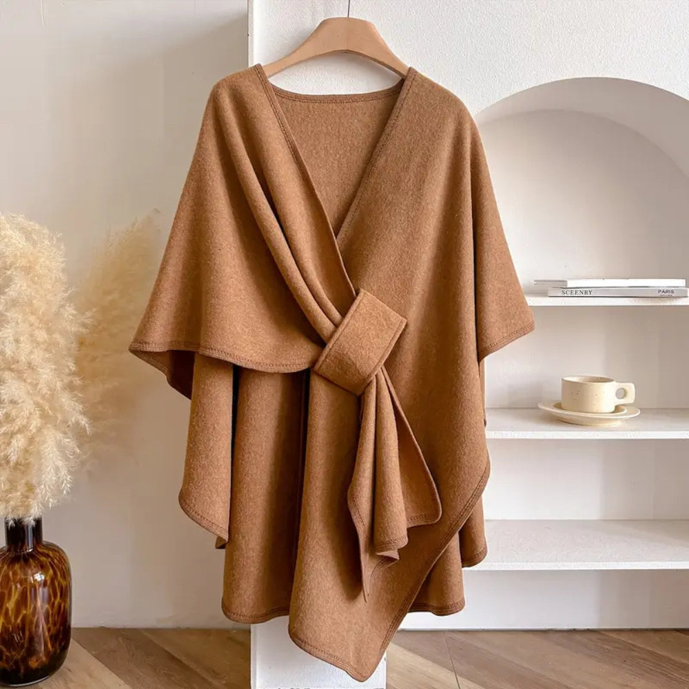 Womens oversized wrap shawl poncho cape, view 4