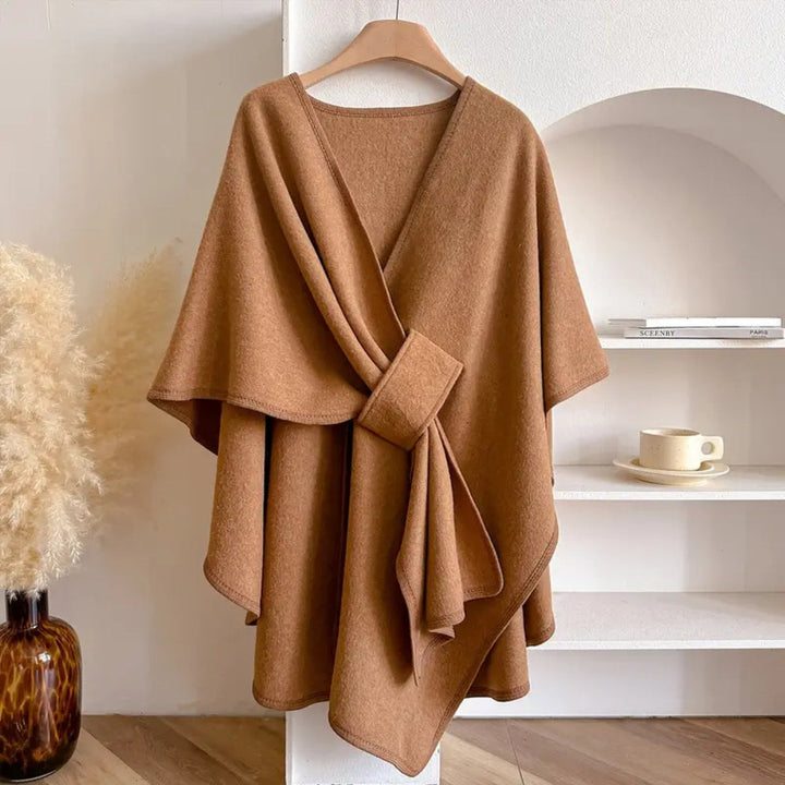 Womens oversized wrap shawl poncho cape, view 4