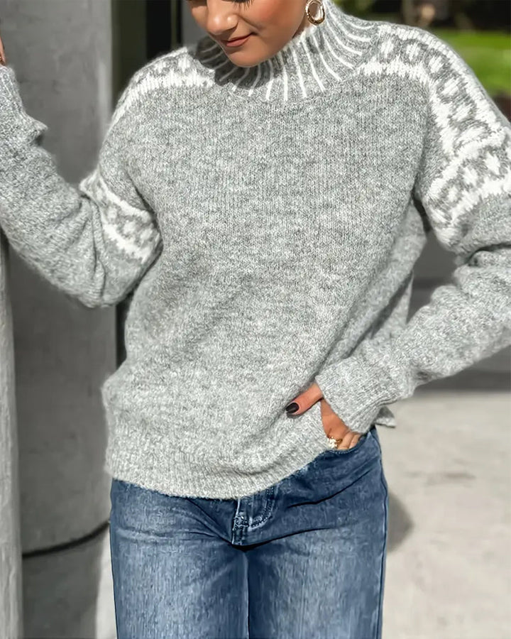 Vivian | Fair Isle Turtleneck Wool Blend Sweater Women
